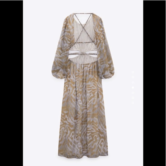ZARA Cut Out Printed midi Dress - Picture 8 of 9